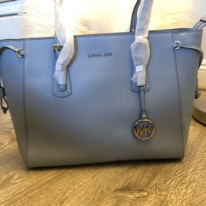 Michael Kors Voyager Blue Leather Tote Shopper NWT